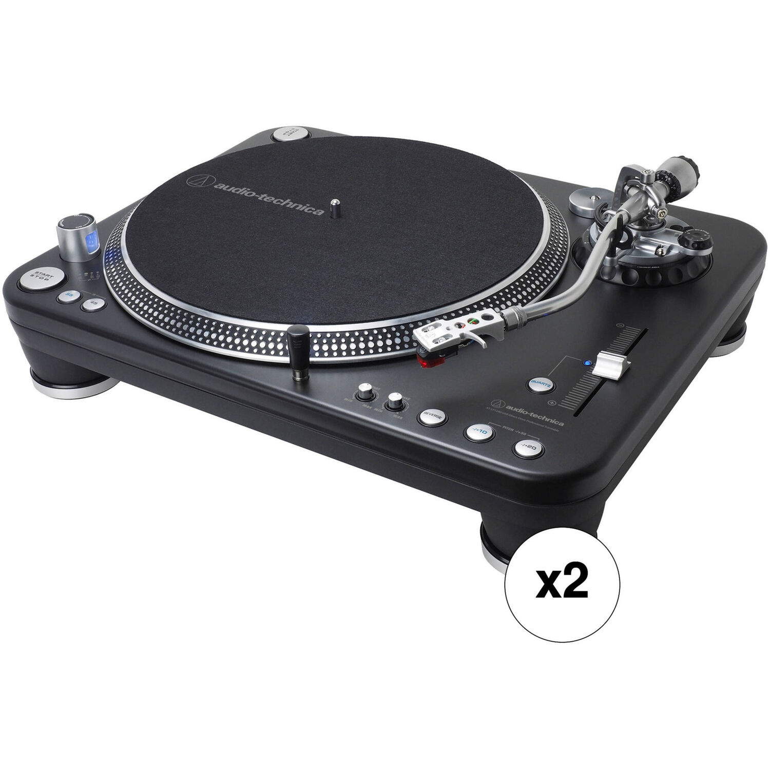 Kit de 2 Turntables de Accionamiento Directo para Dj Profesional Xp de Audio Technica At Lp1240 Usb