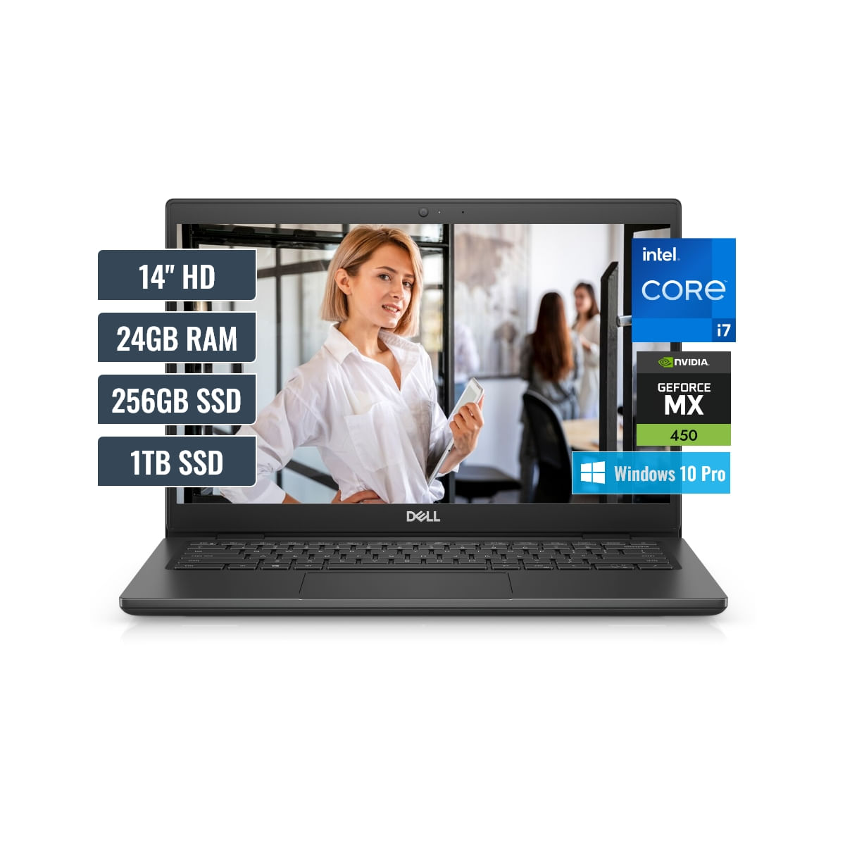 Laptop Dell Latitude Intel Core i7 1165G7 24GB RAM 256GB SSD y 1TB SSD 2GB NVIDIA 14 HD Windows 10