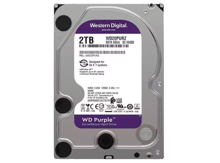 Disco Duro Wester Digital Purple Wd20purz, 2tb Sata 6.0 Gb/S 5400 Rpm 3.5"