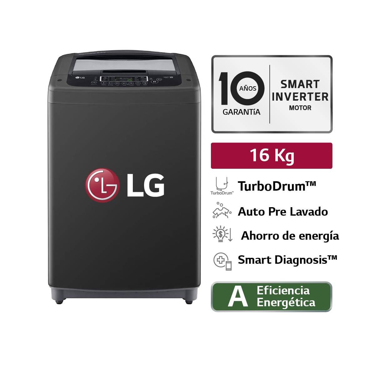 Lavadora LG WT16BPB Smart Inverter 16Kg Negro