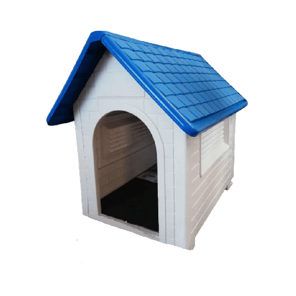 Casa para Mascotas Raza Perros Pequeños Medianos en PVC Talla M Techo Azul