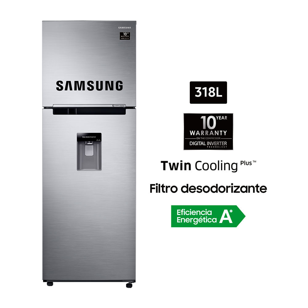 Refrigeradora Samsung RT32K5730S8/PE Top Freezer 318L Plateado