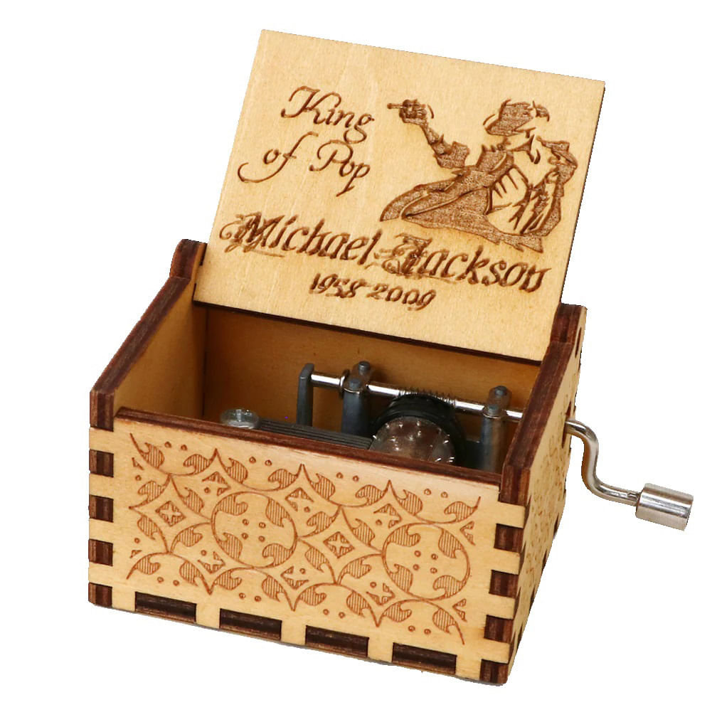 Caja Musical Michael Jackson Rey del Pop Rock and Roll - Color Madera