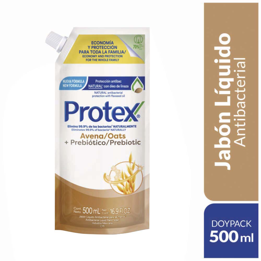 Jabón Líquido Antibacterial PROTEX Avena Doypack 500ml