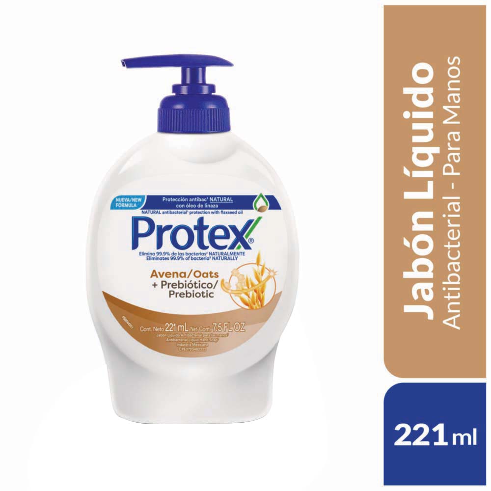 Jabón Líquido Antibacterial PROTEX Avena Frasco 221ml
