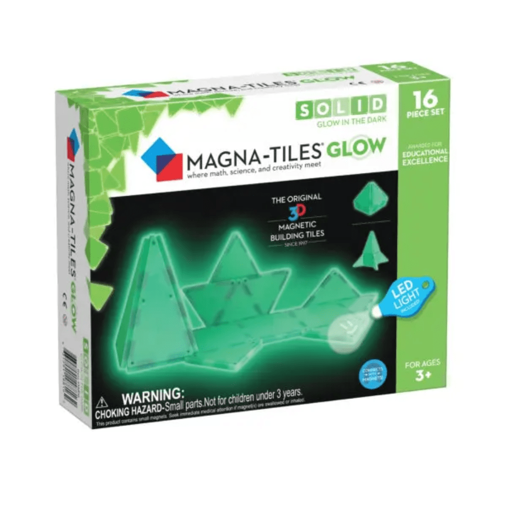 Magna Tiles Set Magnético Brilla en la Oscuridad 16 Piezas Imantadas