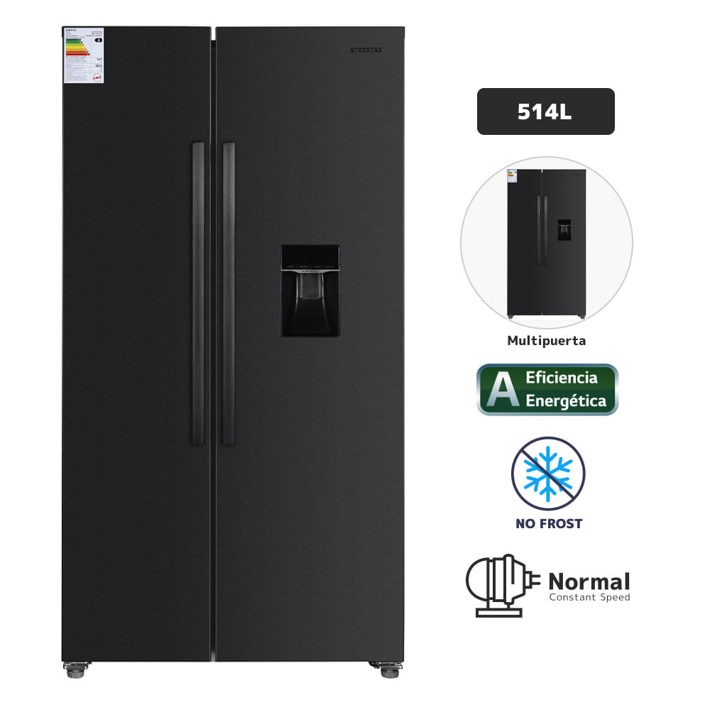 Refrigeradora BLACKLINE 514L No Frost SBS BI Negro