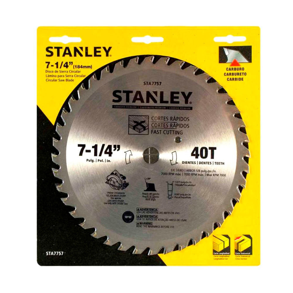Disco de sierra circular Stanley 7 1/4" x 40D