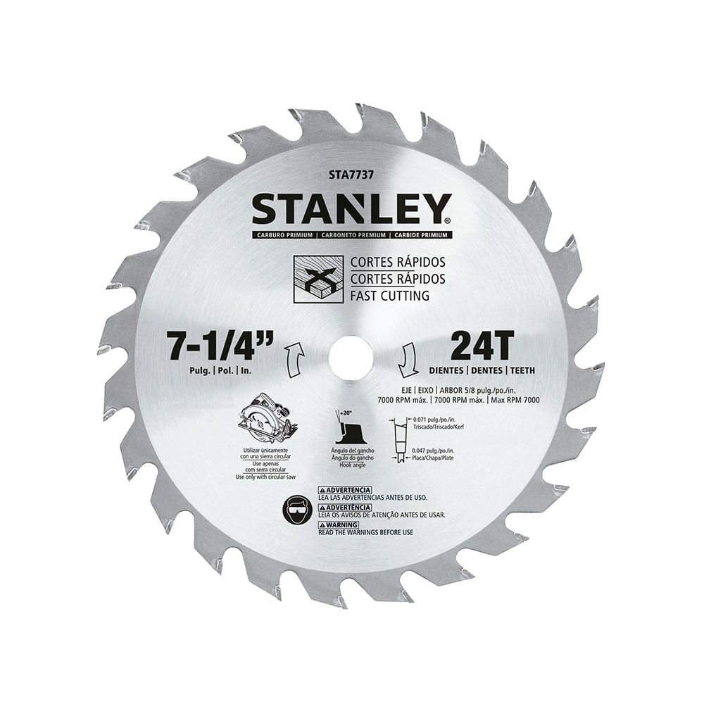 Disco de sierra circular Stanley 7 1/4" x 24D