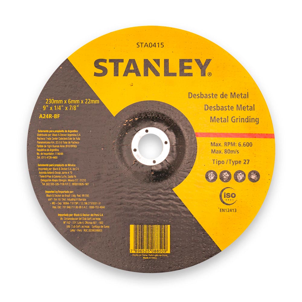 Disco de desbaste 9x1/4x7/8" Stanley