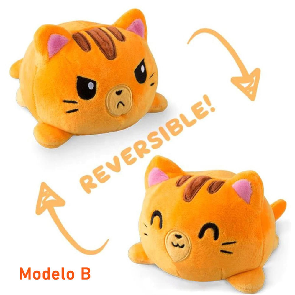 Peluche Pulpos Reversibles Peluche de Gato 20 cm - Naranja