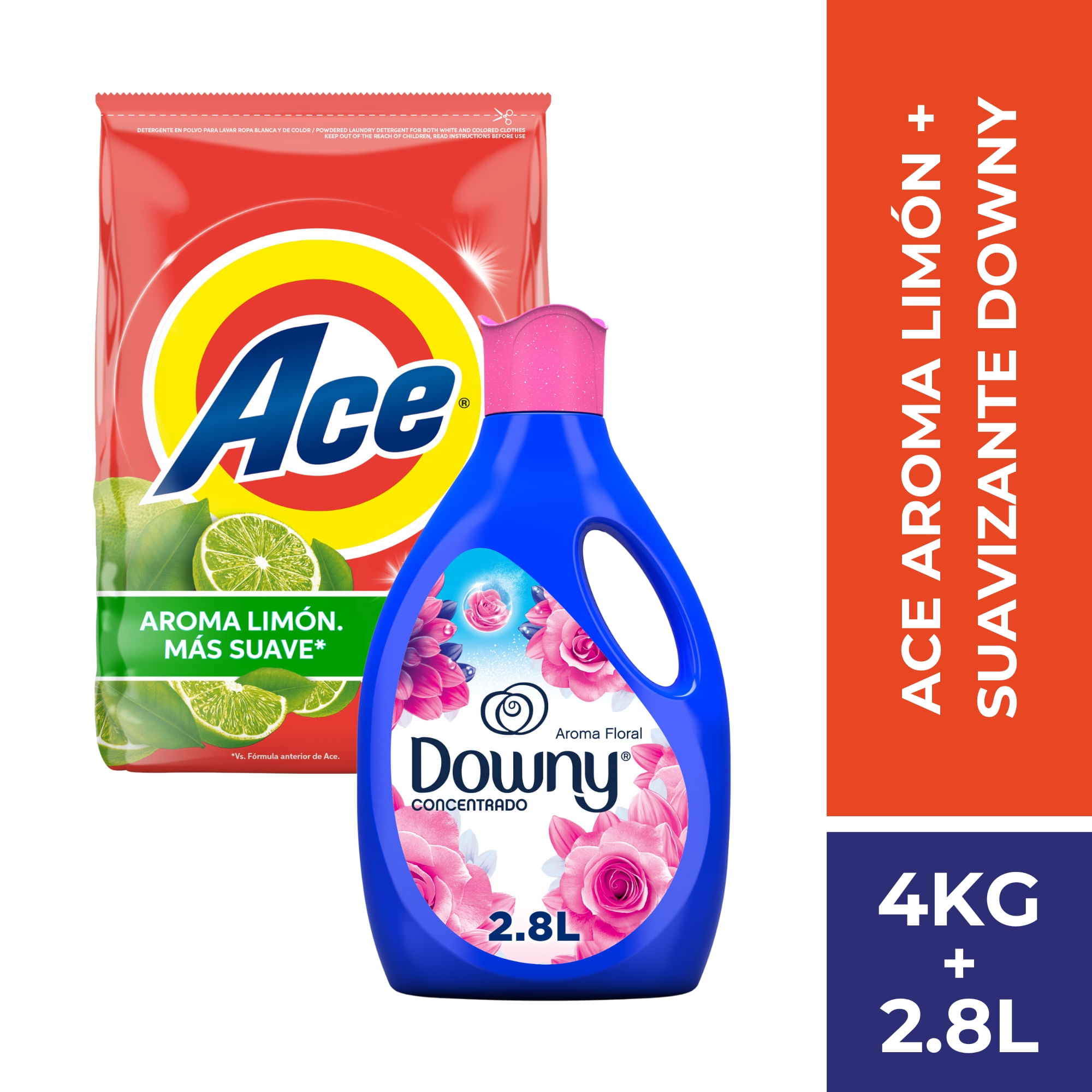 Pack Detergente Ace Limón 4 kg + Suavizante Downy Floral 2.8 L