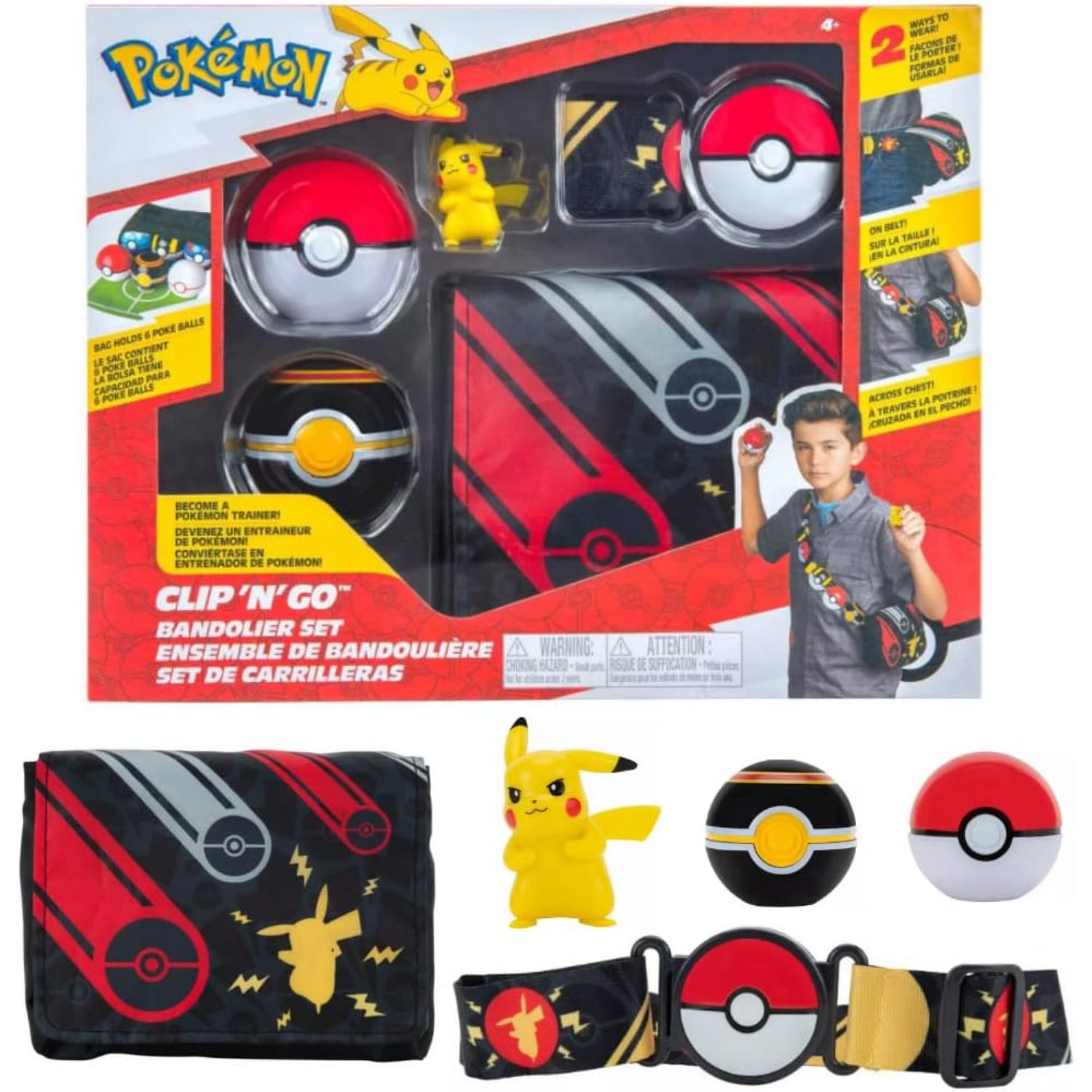 Cinturón Para Pokebolas Y Canguro Pokemon Clip 'n Go + Figura Pikachu