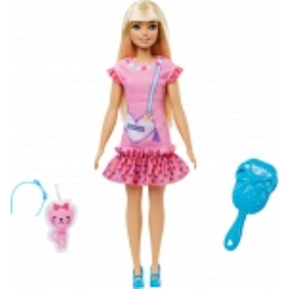 Muñeca Barbie Vestido Rosado Y Mascotas