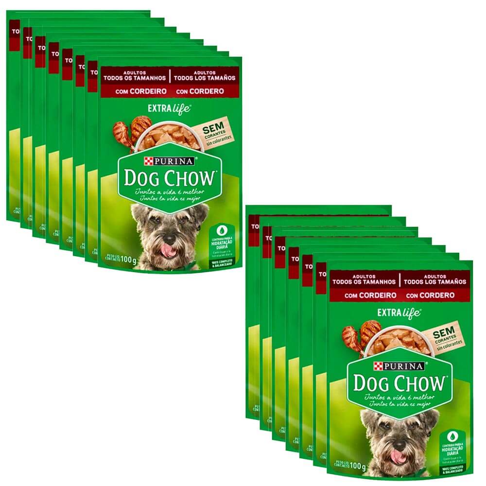 Pack Comida para Perros DOG CHOW Adultos Picnic de Corder Pouch 100g x 15un