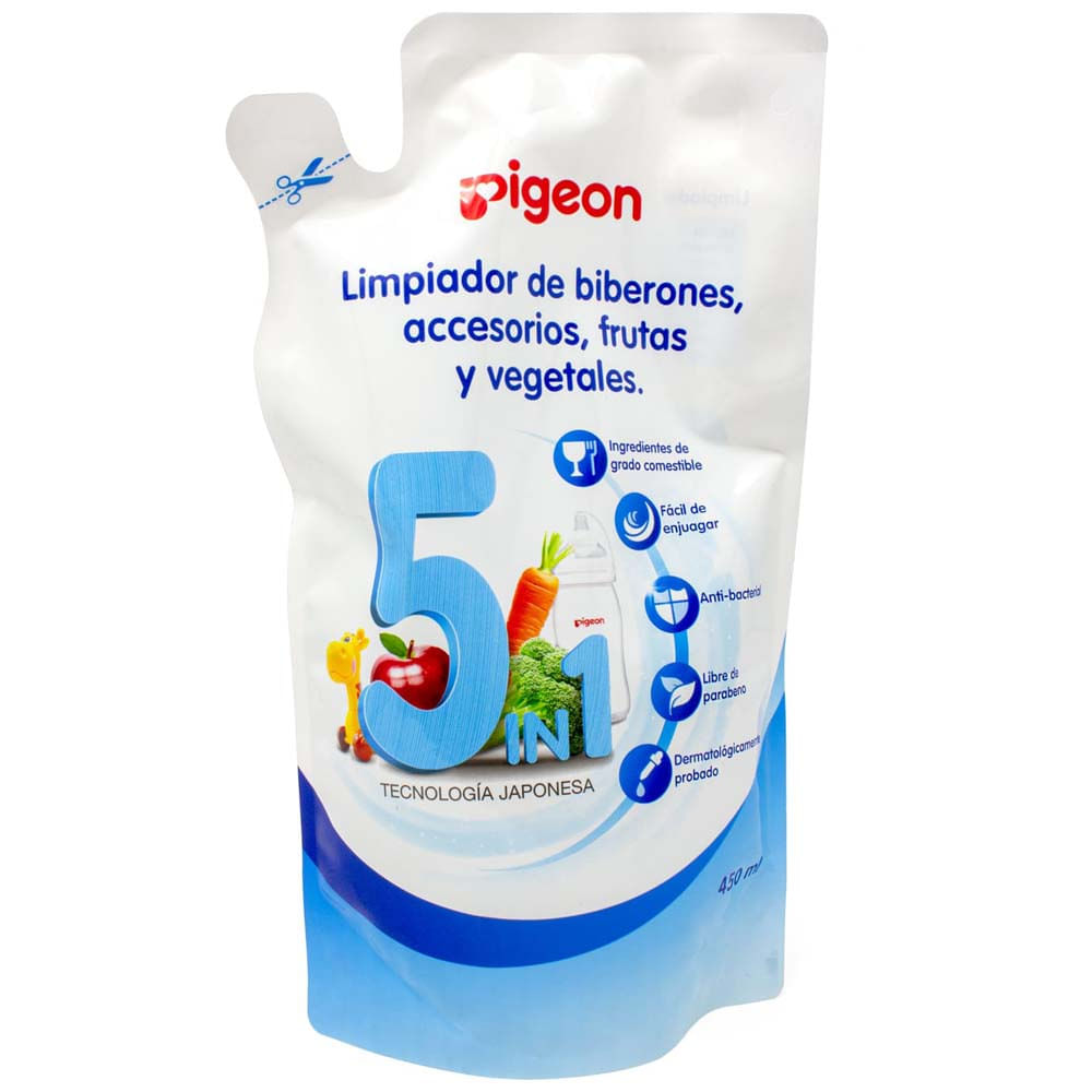 Limpiador Líquido de Biberones Refill 5 en 1 PIGEON Doypack 450ml