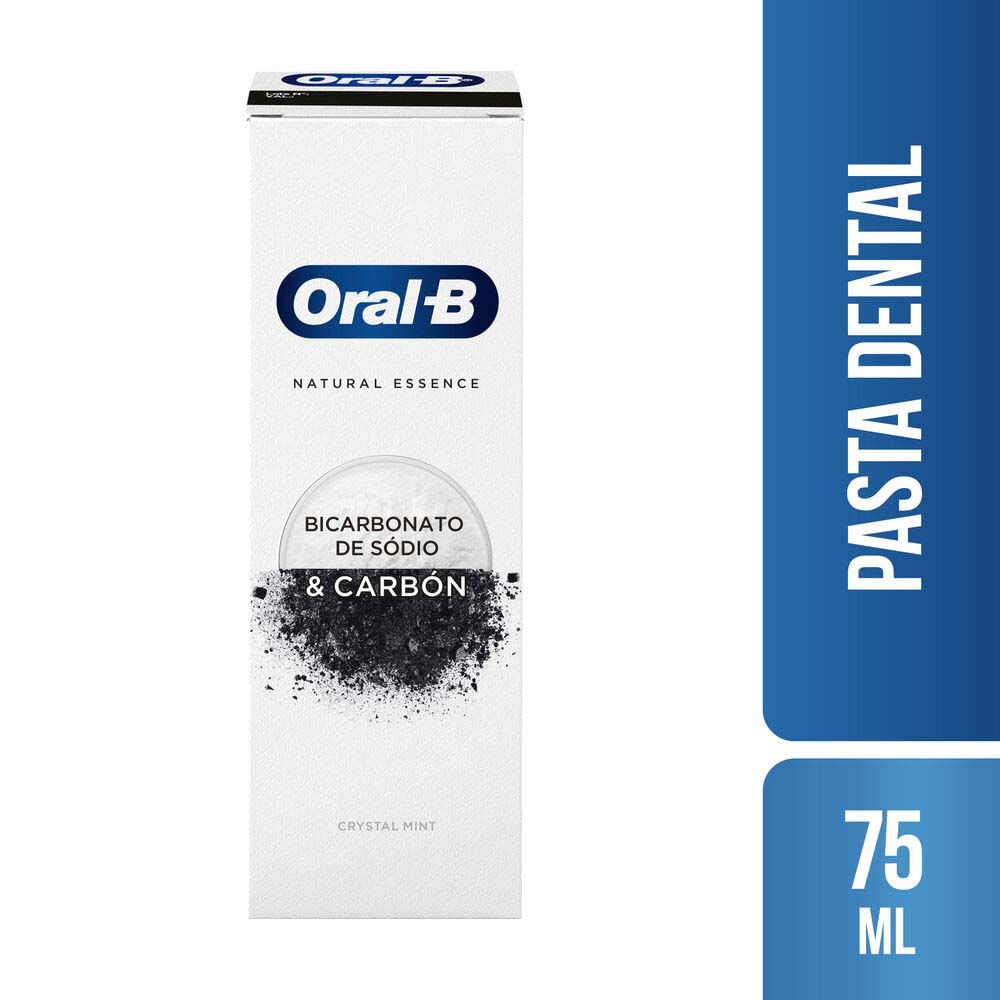 Pasta Dental Con Flúor ORAL-B Natural Essence Bicarbonato De Sodio & Carbón Tubo 75ml (90g)