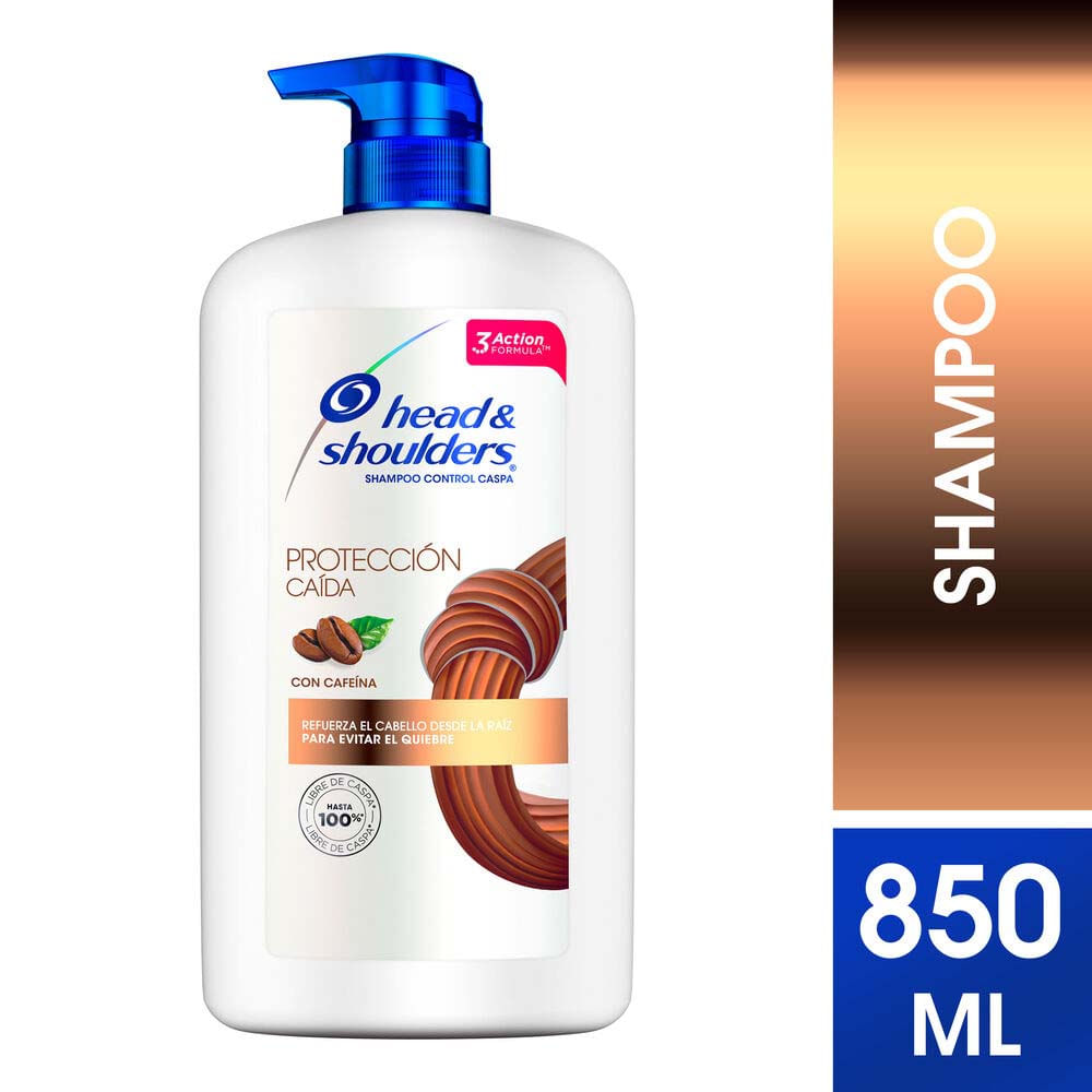 Shampoo HEAD & SHOULDERS Protección Caída con Cafeína Control Caspa Frasco 850ml
