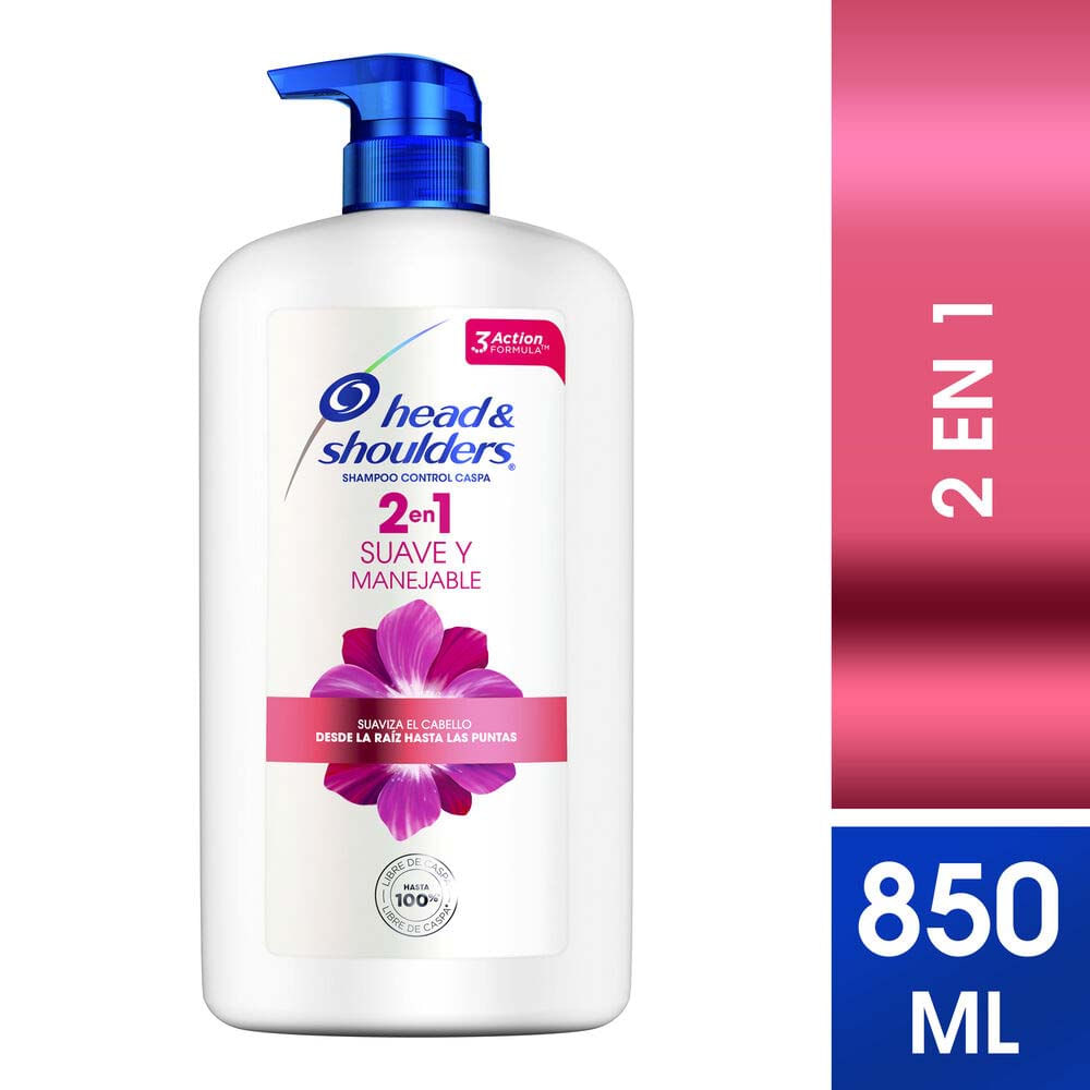 Shampoo HEAD & SHOULDERS 2 En 1 Suave Y Manejable Control Caspa Frasco 850ml