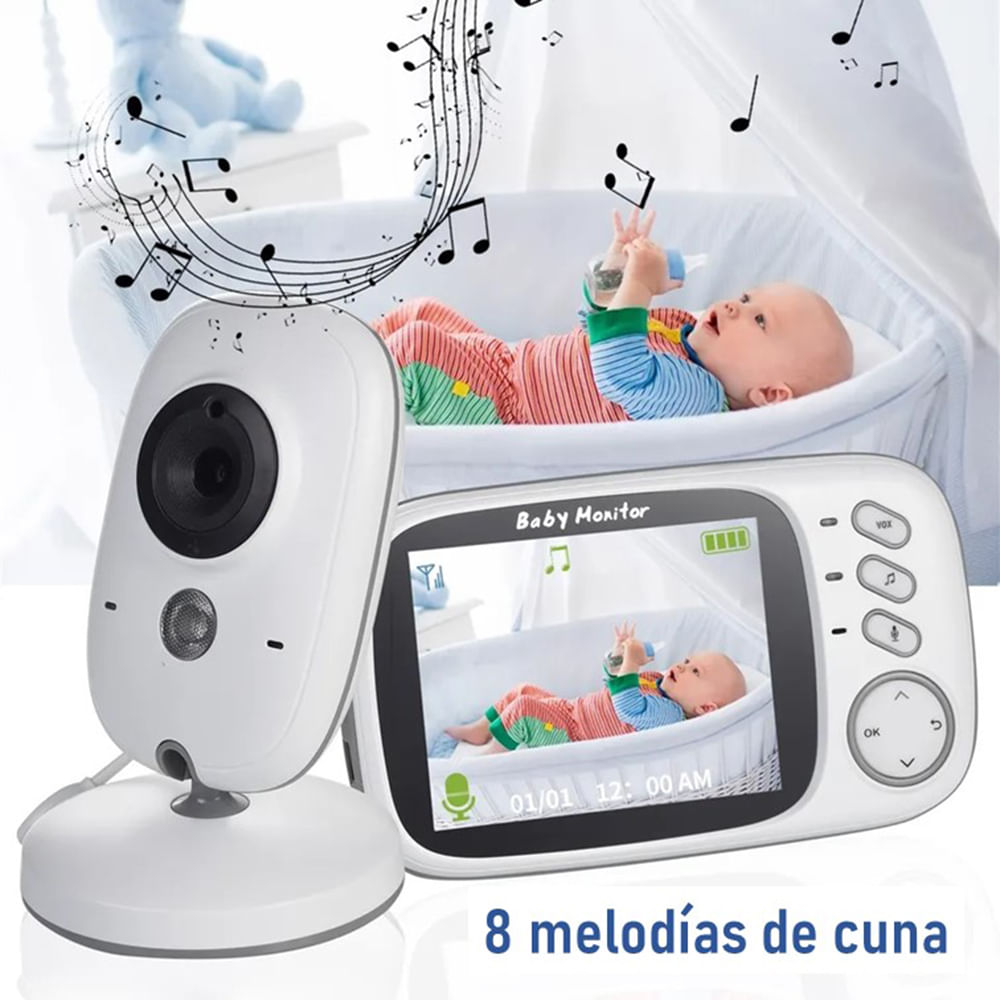 Monitor de Video para Bebé VB603 Visión Nocturna Infrarroja con 8 Melodías y Batería Recargable