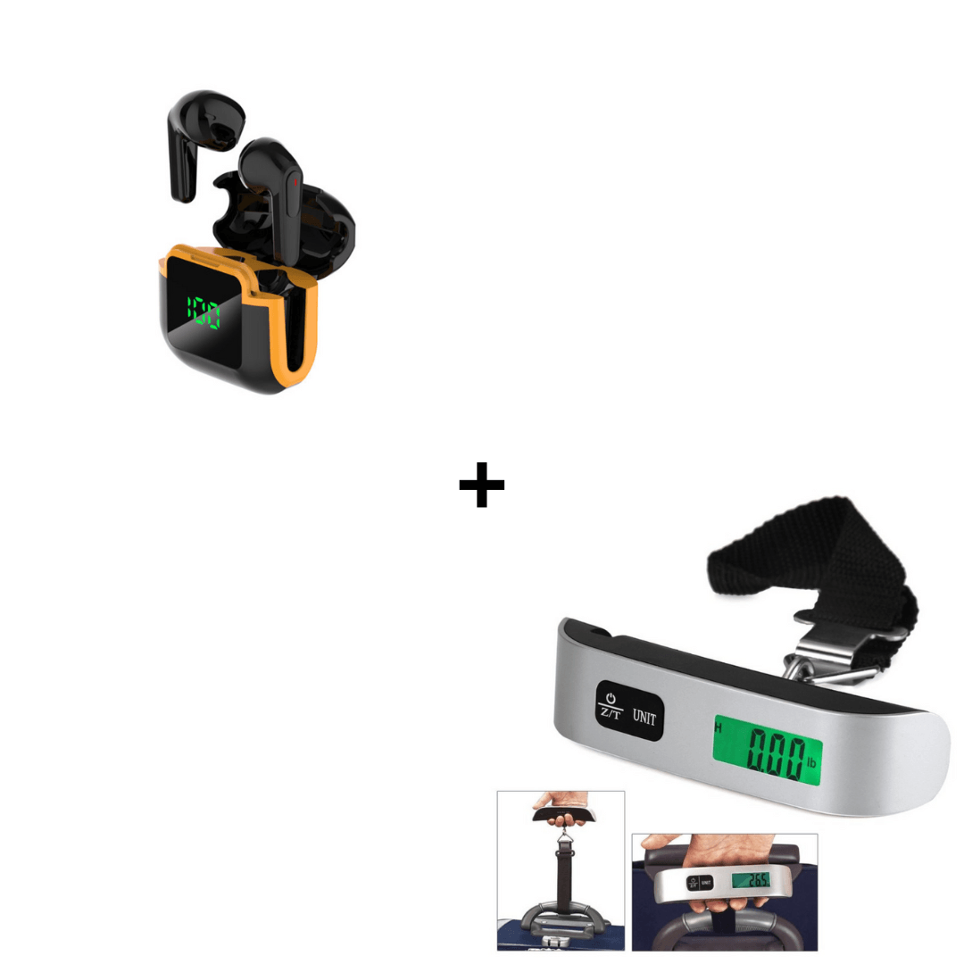 Combo Audífonos Inalámbricos Pro 90 + Balanza de Mano Digital Portátil