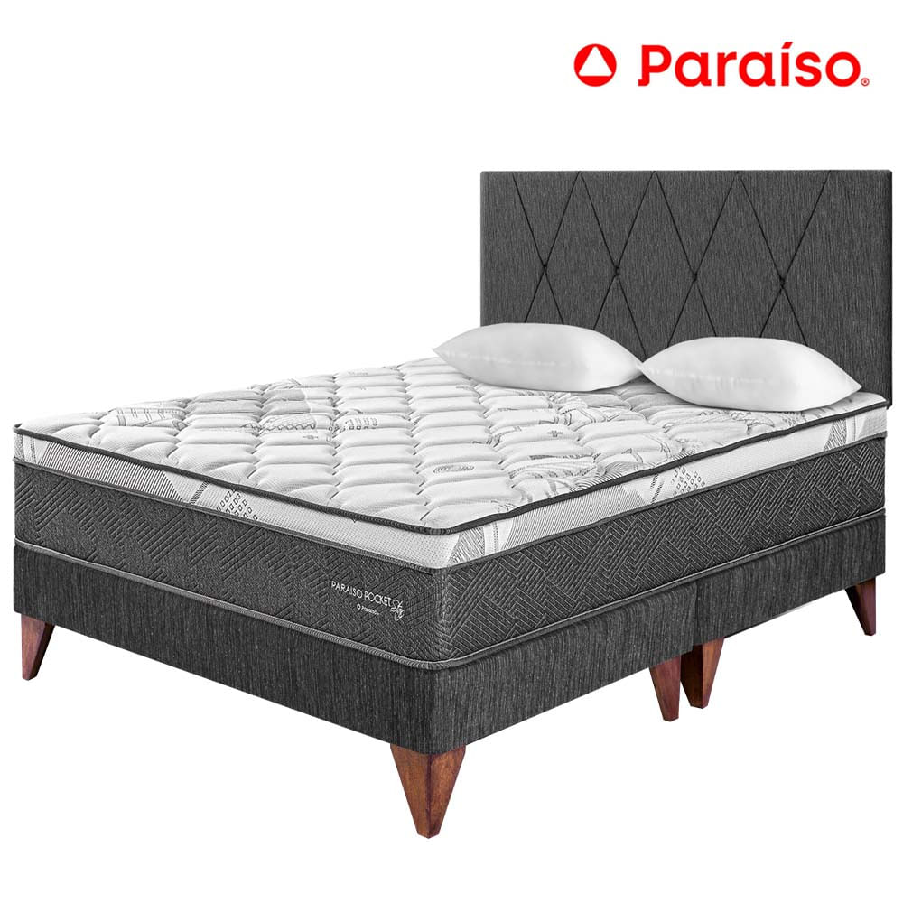 Dormitorio PARAISO Euro Pocket Star Queen + Cabecera Loft Charcoal
