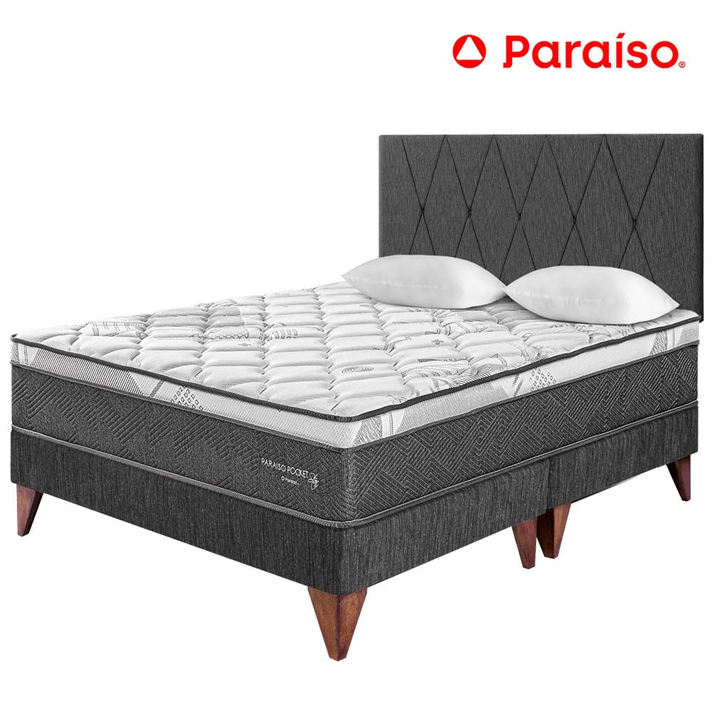 Dormitorio PARAISO Euro Pocket Star King + Cabecera Loft Charcoal