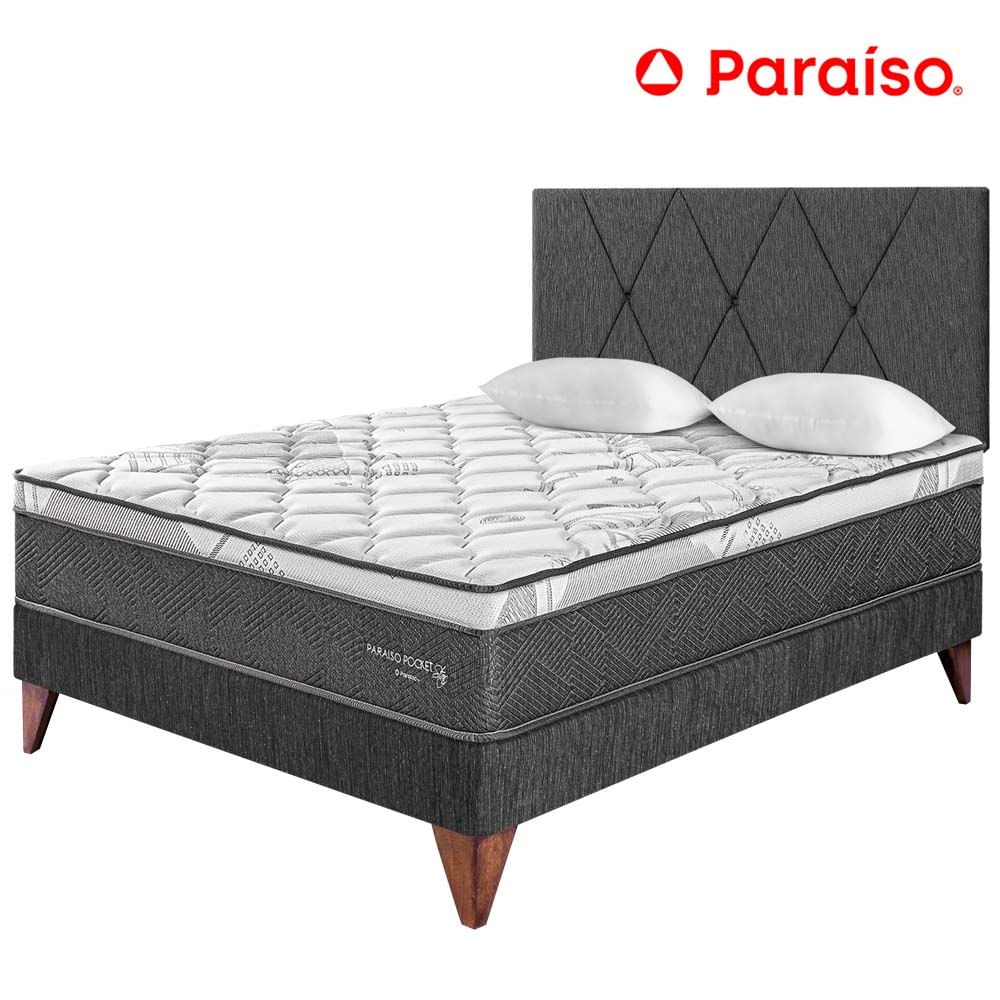 Dormitorio PARAISO Euro Pocket Star 2 Plazas + Cabecera Loft Charcoal