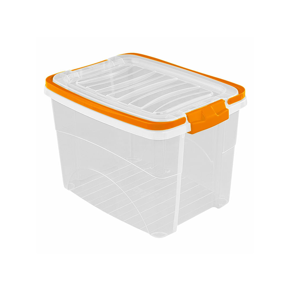 Caja organizadora Utilisima Alta naranja 55 litros
