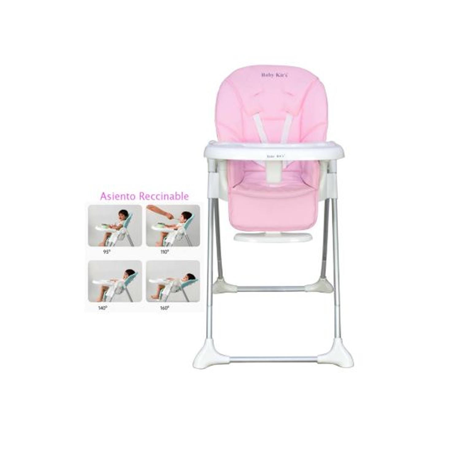 Silla de Comer Baby Kits ELEGANT Regulable Reclinable y Plegable Rosa