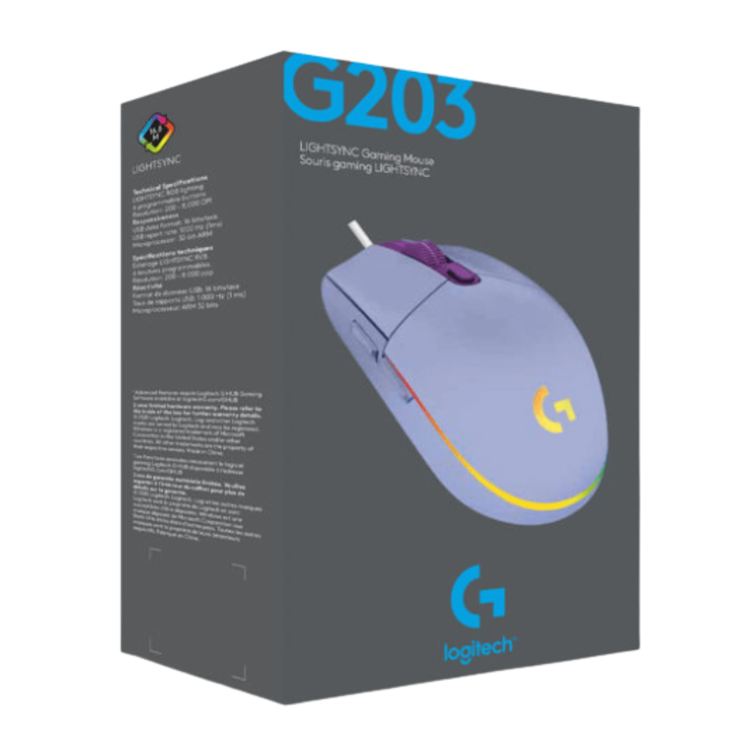 Logitech G203 Mouse Lightsync Optical Rgb Lila