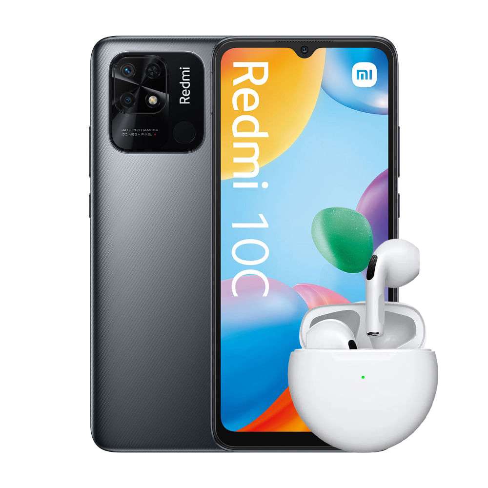 Combo Celular Xiaomi Redmi 10C 64GB 4GB + Audífonos Bluetooth Pro 6 Wireless