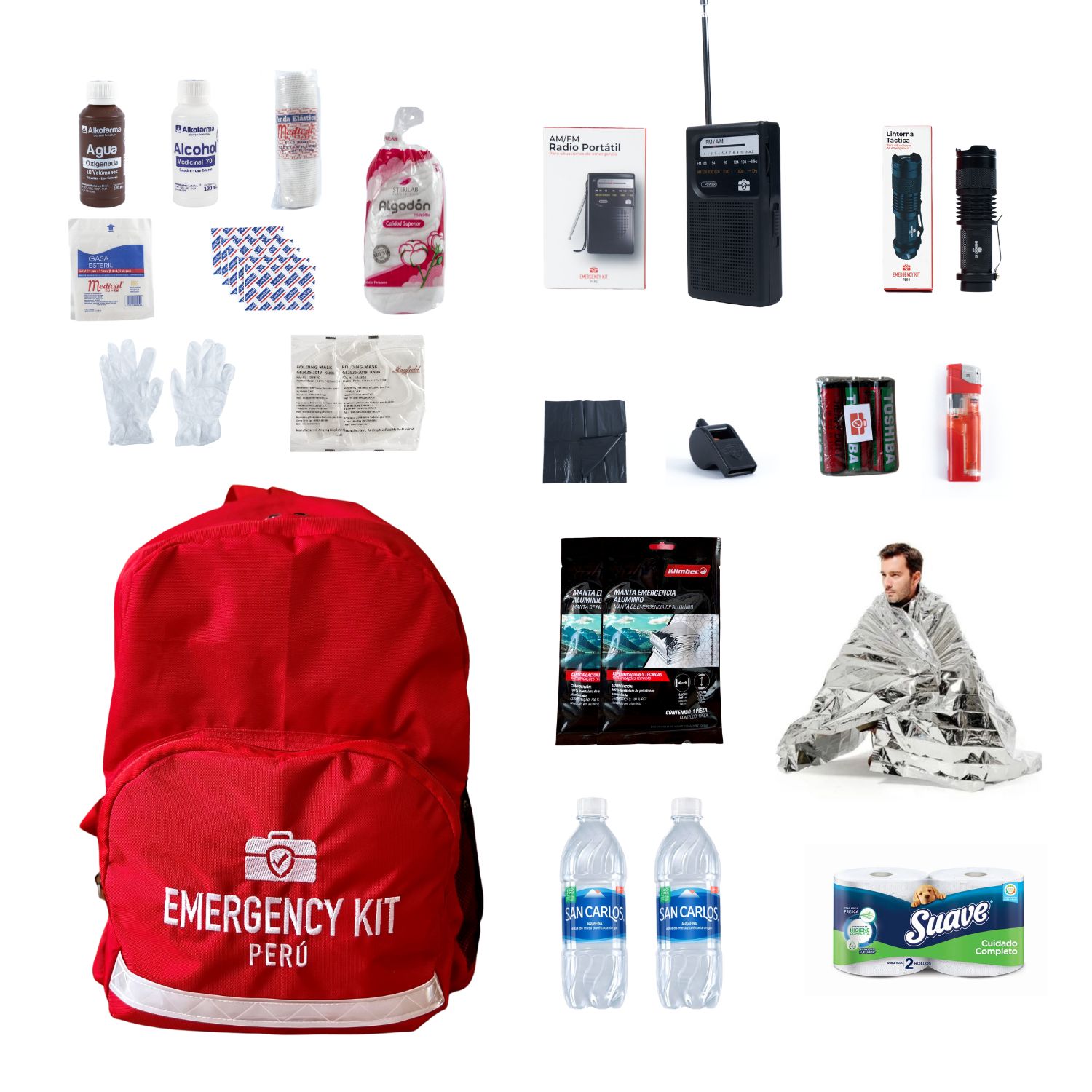 Mochila de Emergencia Equipada Emergency Kit Elementals Para 2 Personas