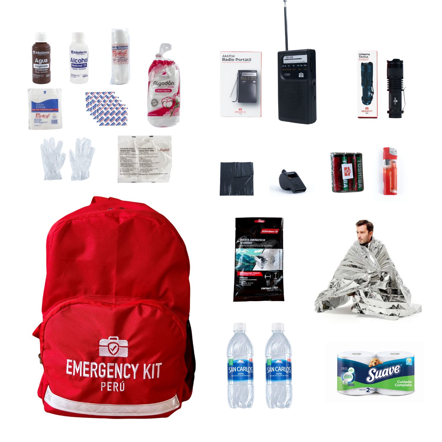 Mochila de Emergencia Equipada Emergency Kit Elementals para 1 Persona