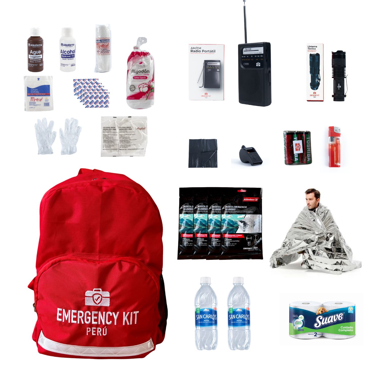 Mochila de Emergencia Equipada Emergency Kit Elementals para 4 Personas