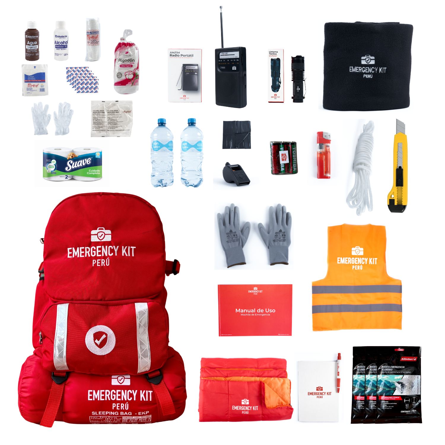 Mochila de Emergencia Equipada Emergency Kit Full para 4 Personas