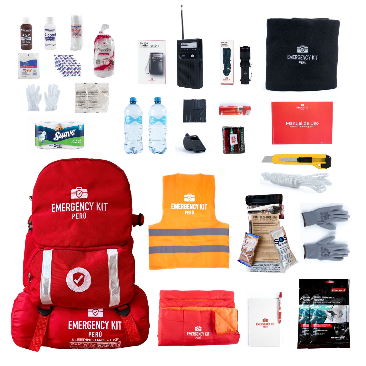 Mochila de Emergencia Equipada Emergency Kit Full para 3 Personas con Ración Militar