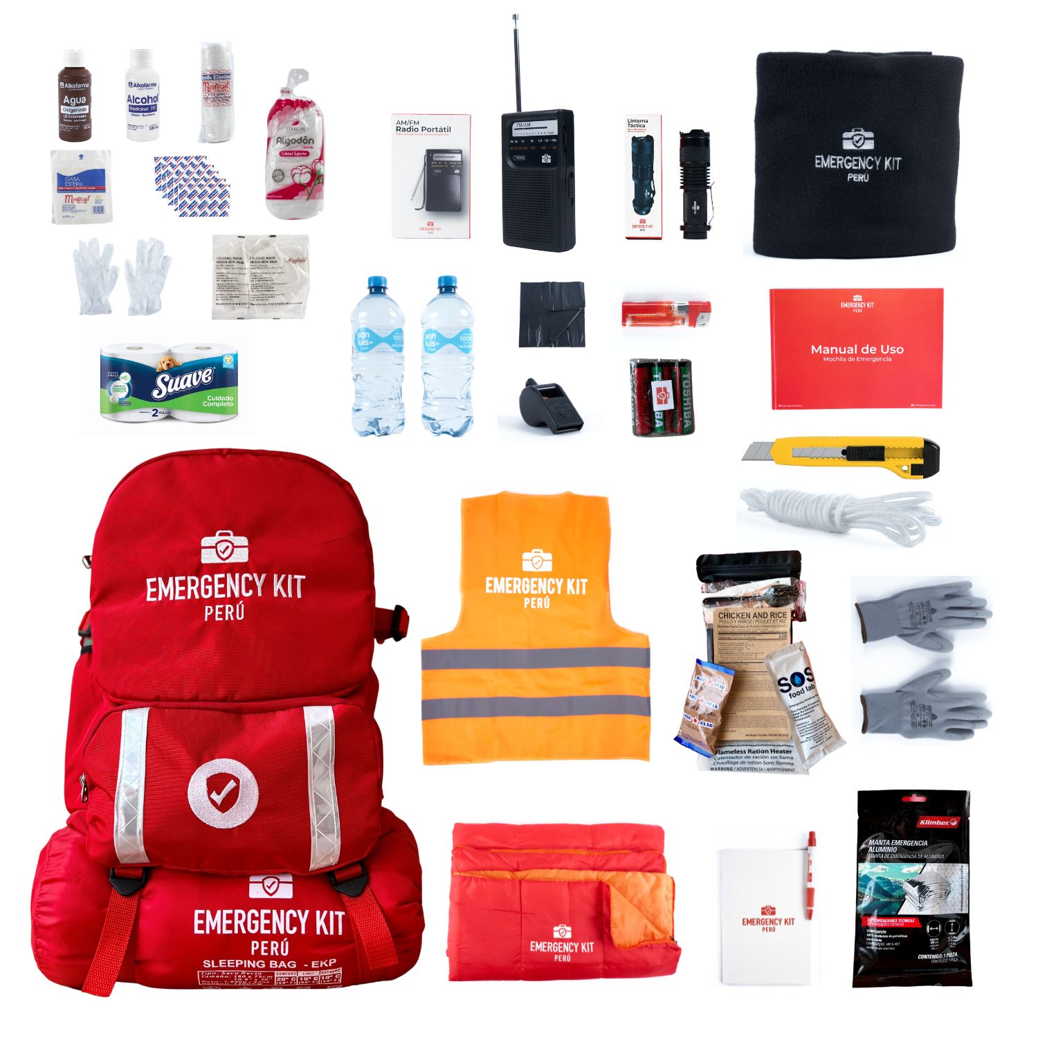 Mochila de Emergencia Equipada Emergency Kit Full para 2 Personas con Ración Militar