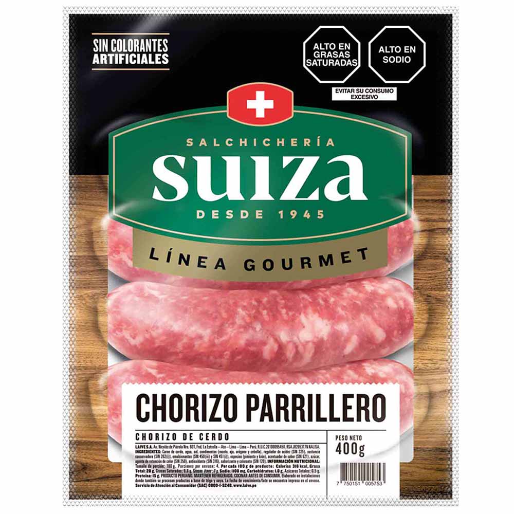Chorizo Parrillero SALCHICHERÍA SUIZA Paquete 400g