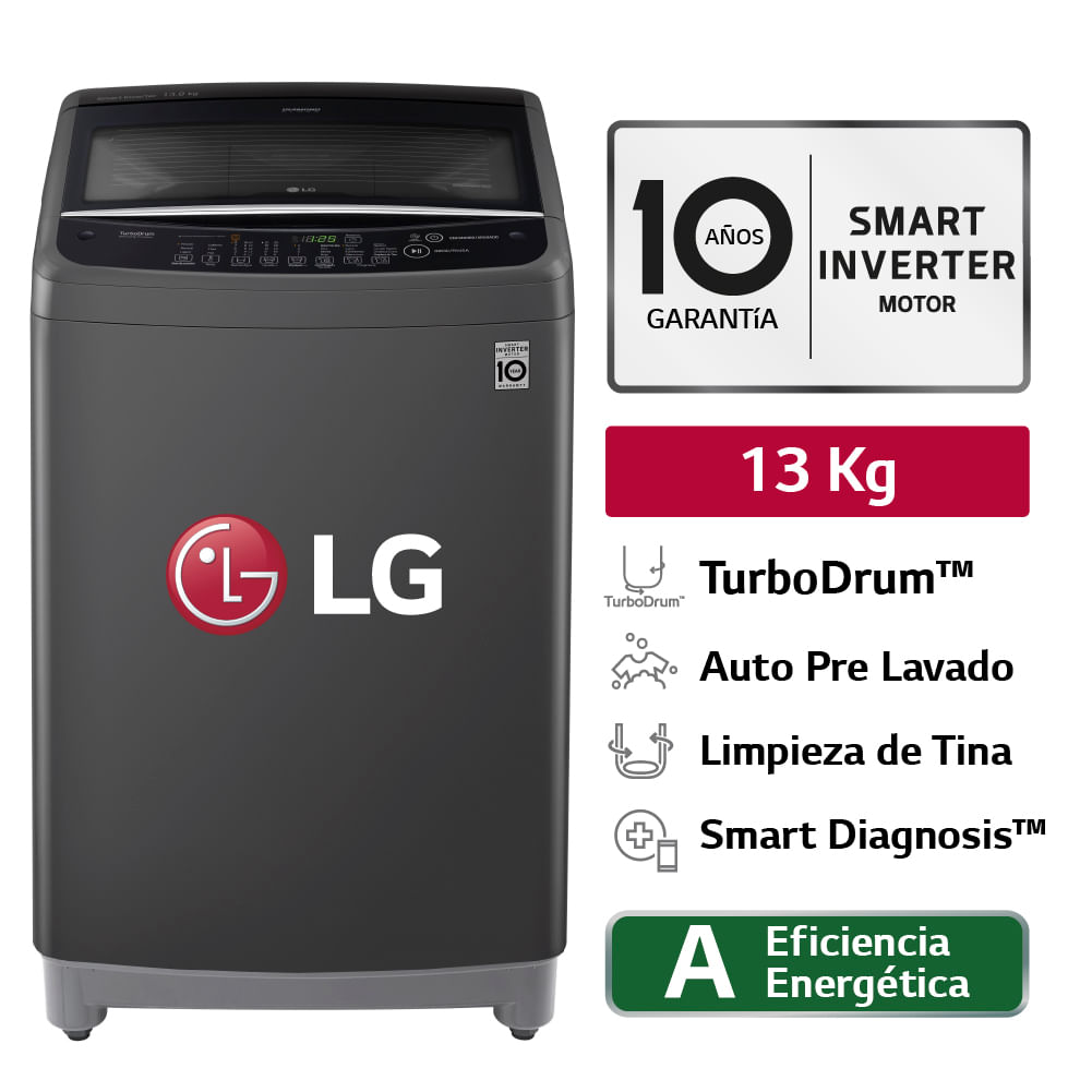 Lavadora LG Smart Inverter Carga Superior WT13BSB 13Kg Negra