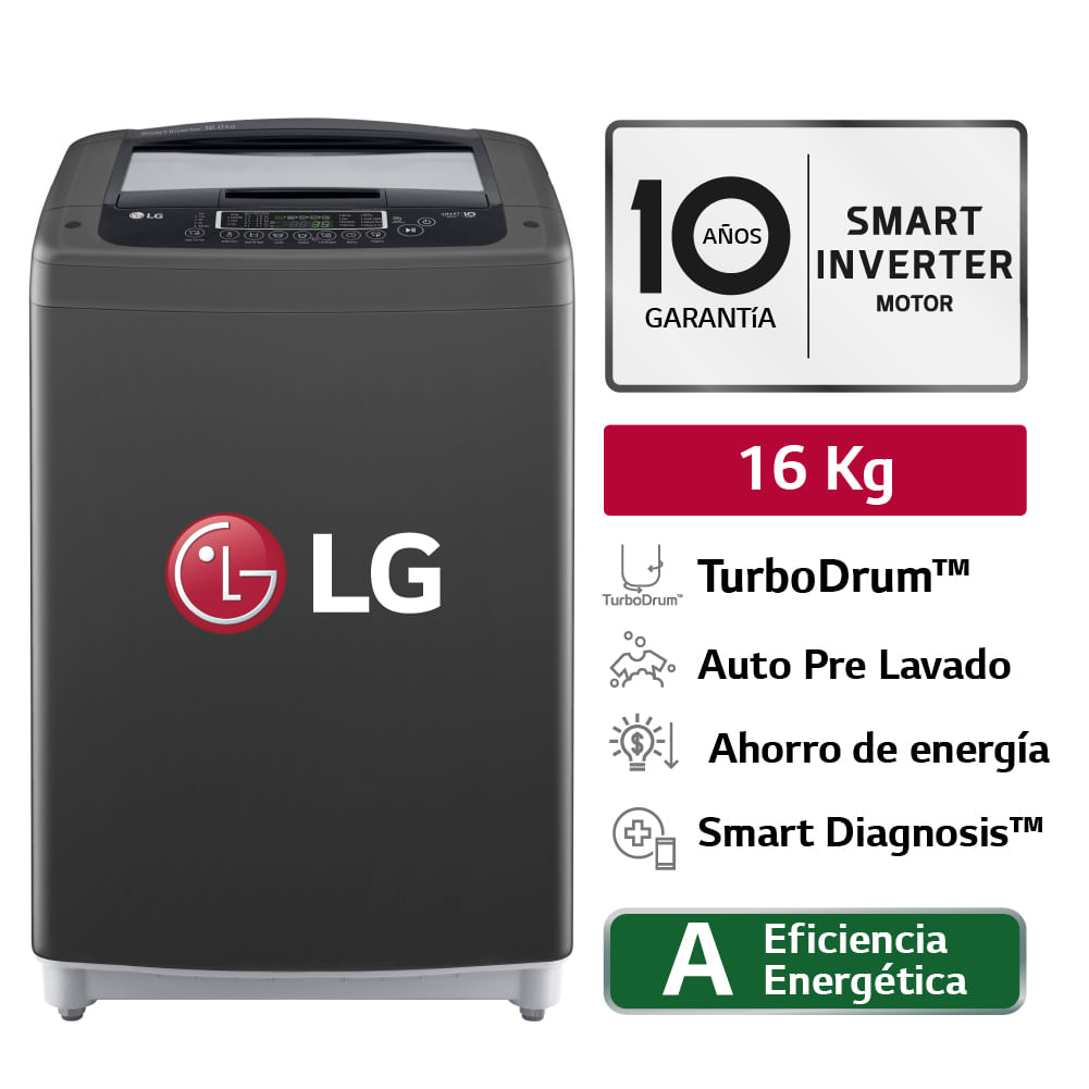 Lavadora LG TurboDrum Carga Superior WT16BPB 16Kg Negro Claro