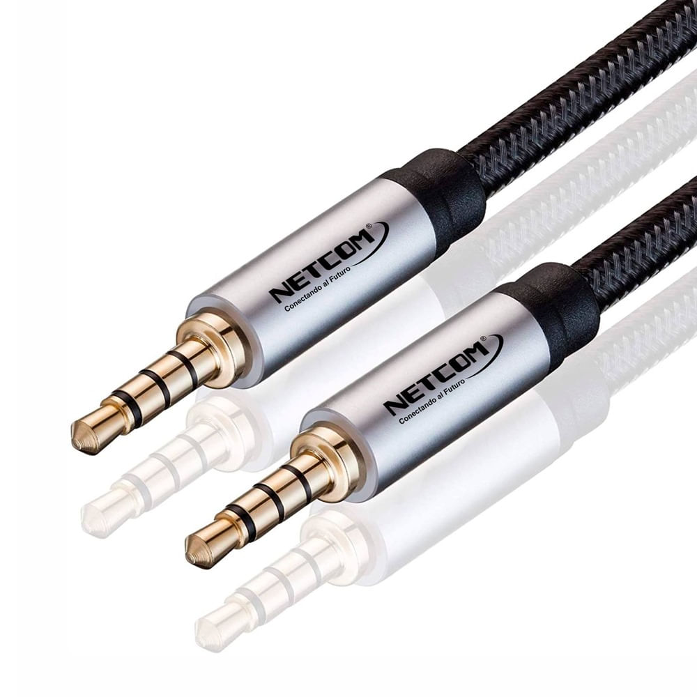 Cable de Audio Plug a Plug 3.5mm TRRS de 1.80 Metros NETCOM
