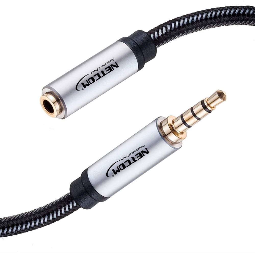 Cable Extensión de Audio Plug a Jack 3.5mm TRRS de 1.80 Metros Netcom