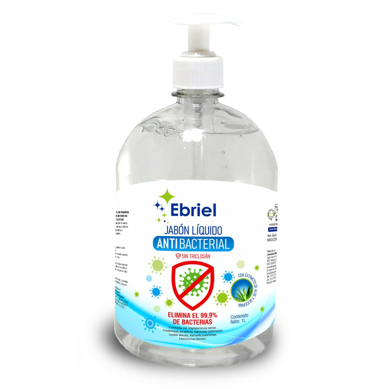 Jabón Liquido Antibacterial Ebriel Sin Aroma 1 Lt.
