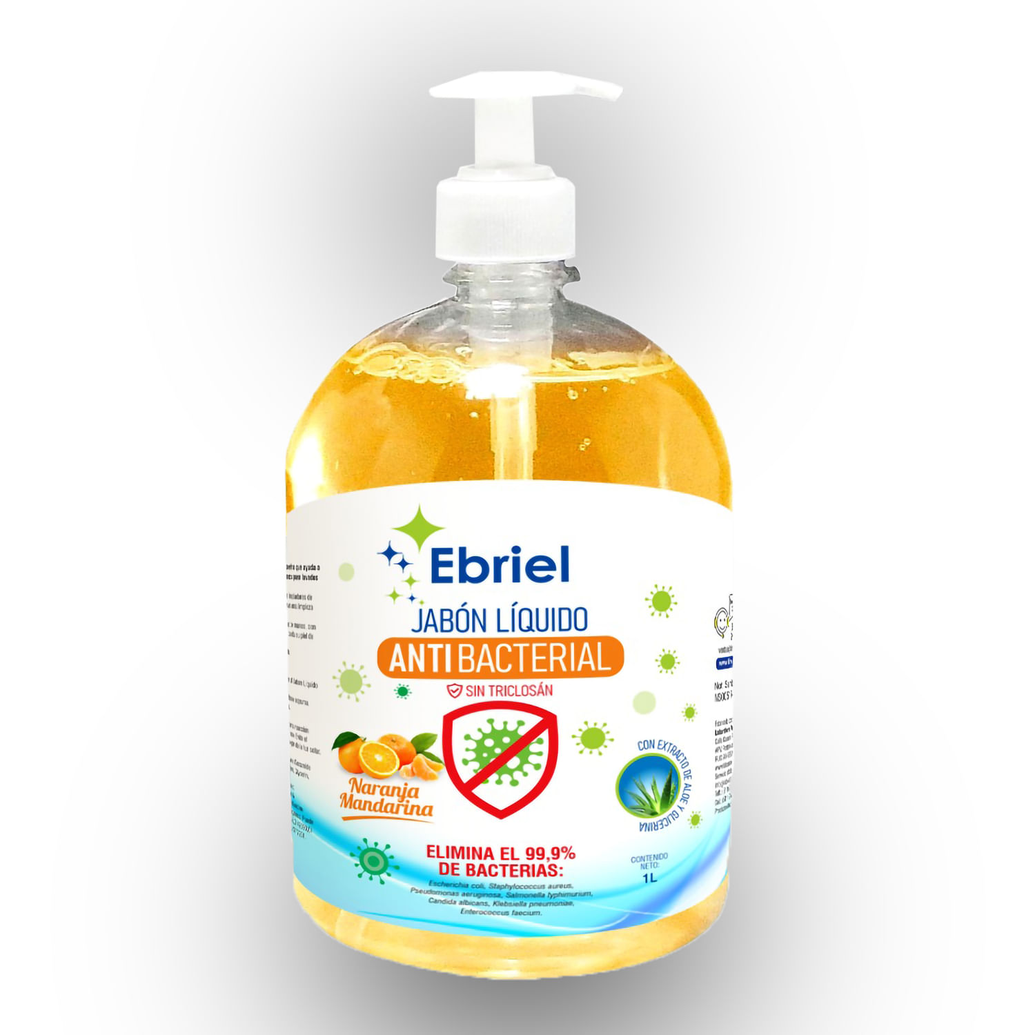 Jabón Liquido Antibacterial Ebriel Aroma Naranja Mandarina 1 Lt.