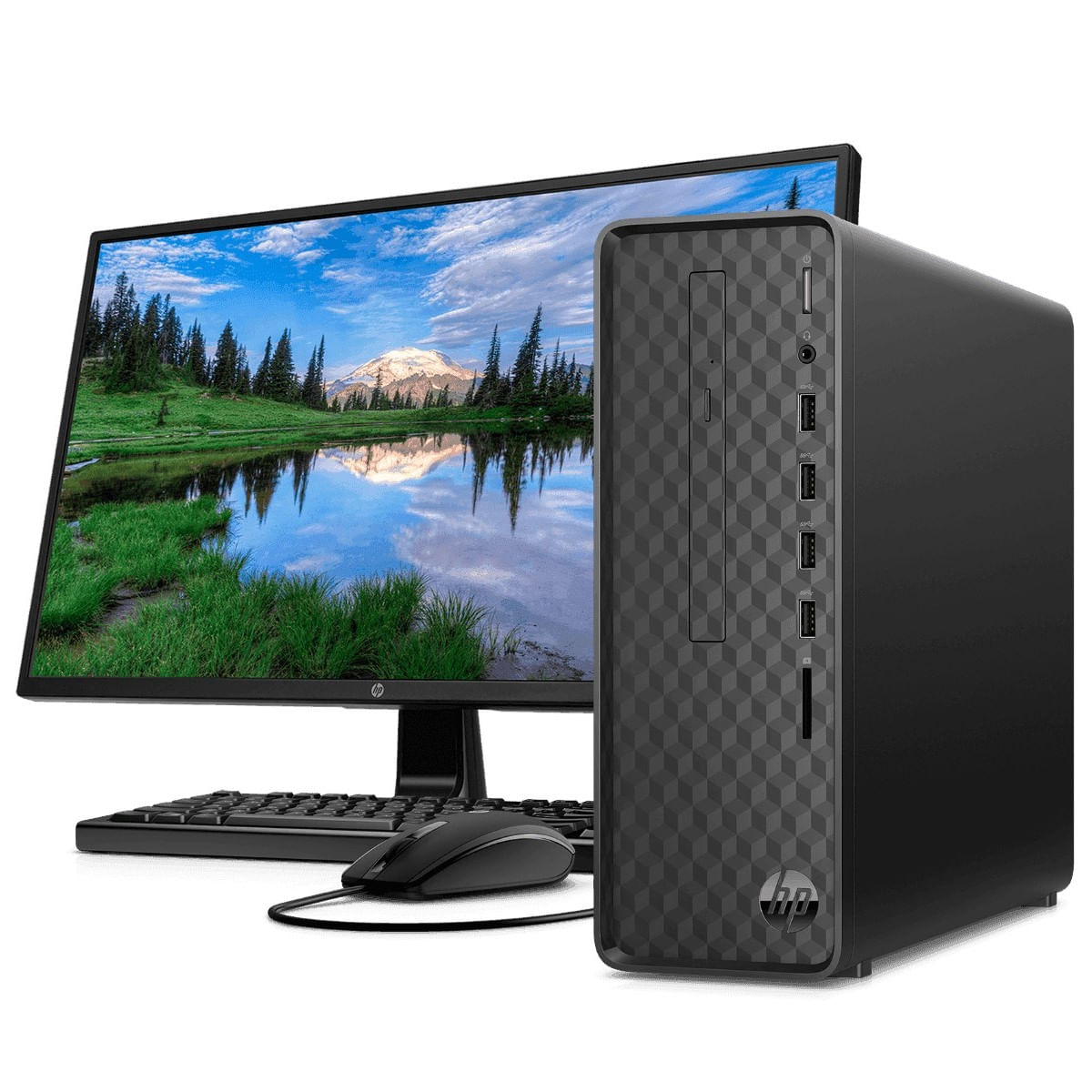 PC HP Slim Desktop S01-pF1004bla Core i3 4GB 1TB Win10  Monitor HP V22 FHD - 2A5V0AA