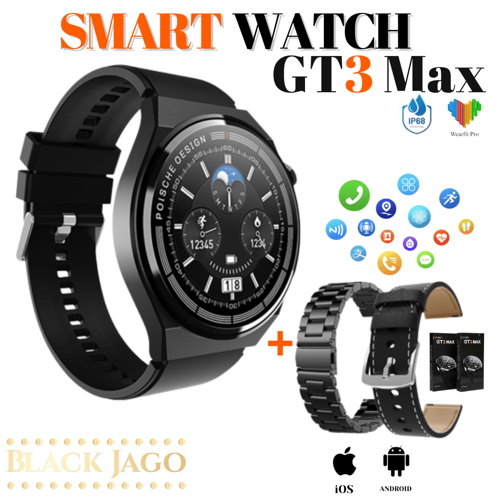 Smartwatch Gt3 Max Reloj Triple Correa Alta Gama Nfc Gps Negro