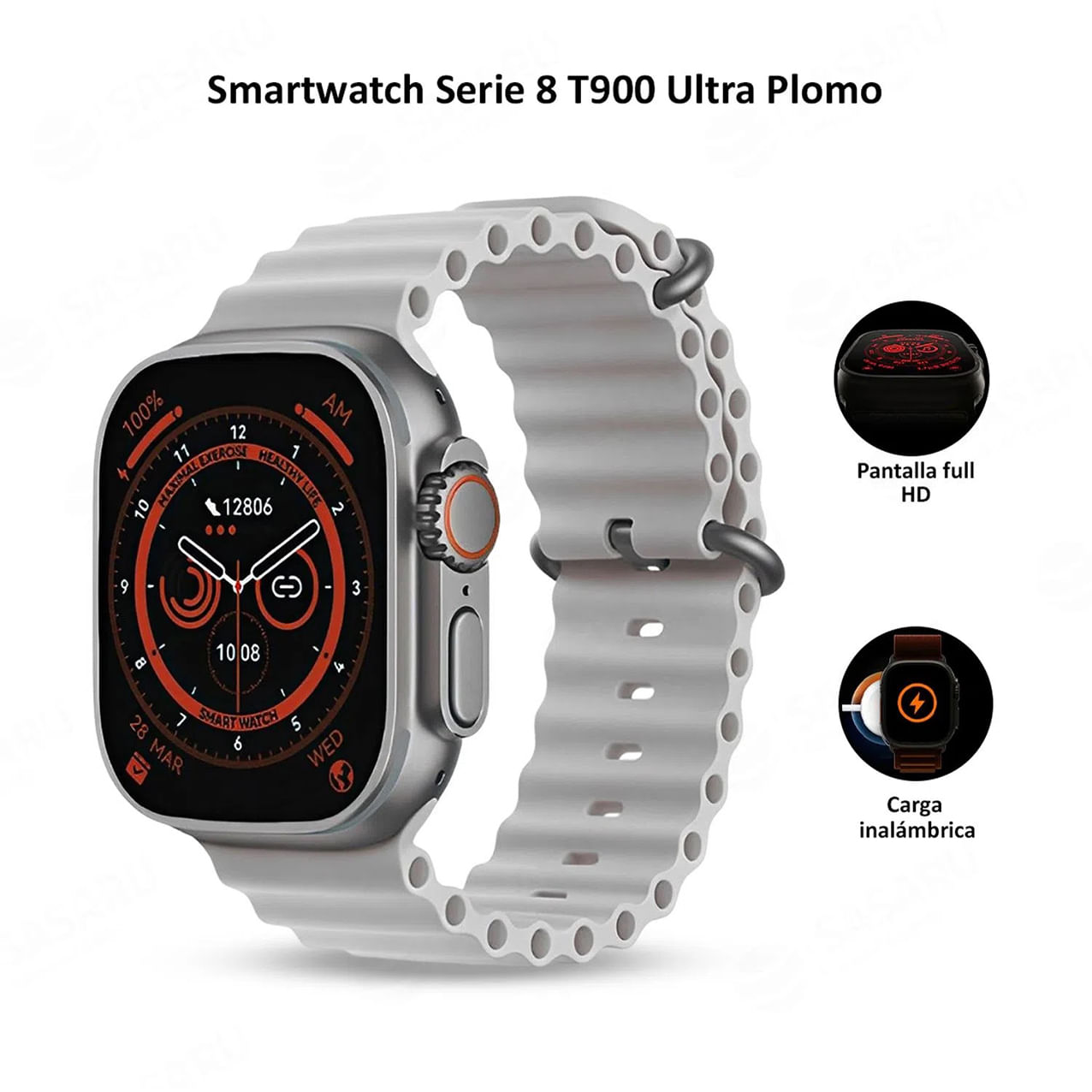 Smart Watch T900 Ultra 2023 2.09 Perla - Monitoreo de actividades físicas
