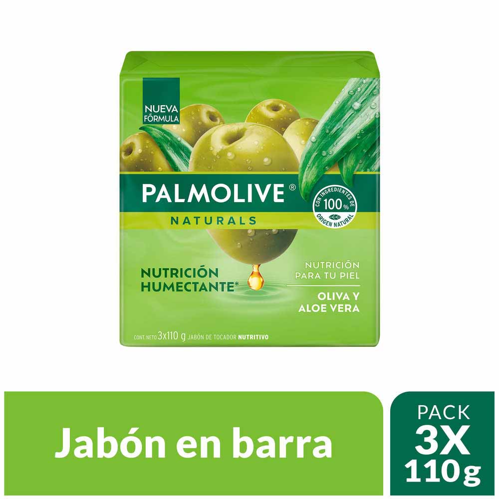 Jabón en Barra PALMOLIVE Aloe y Oliva Paquete 3x110g