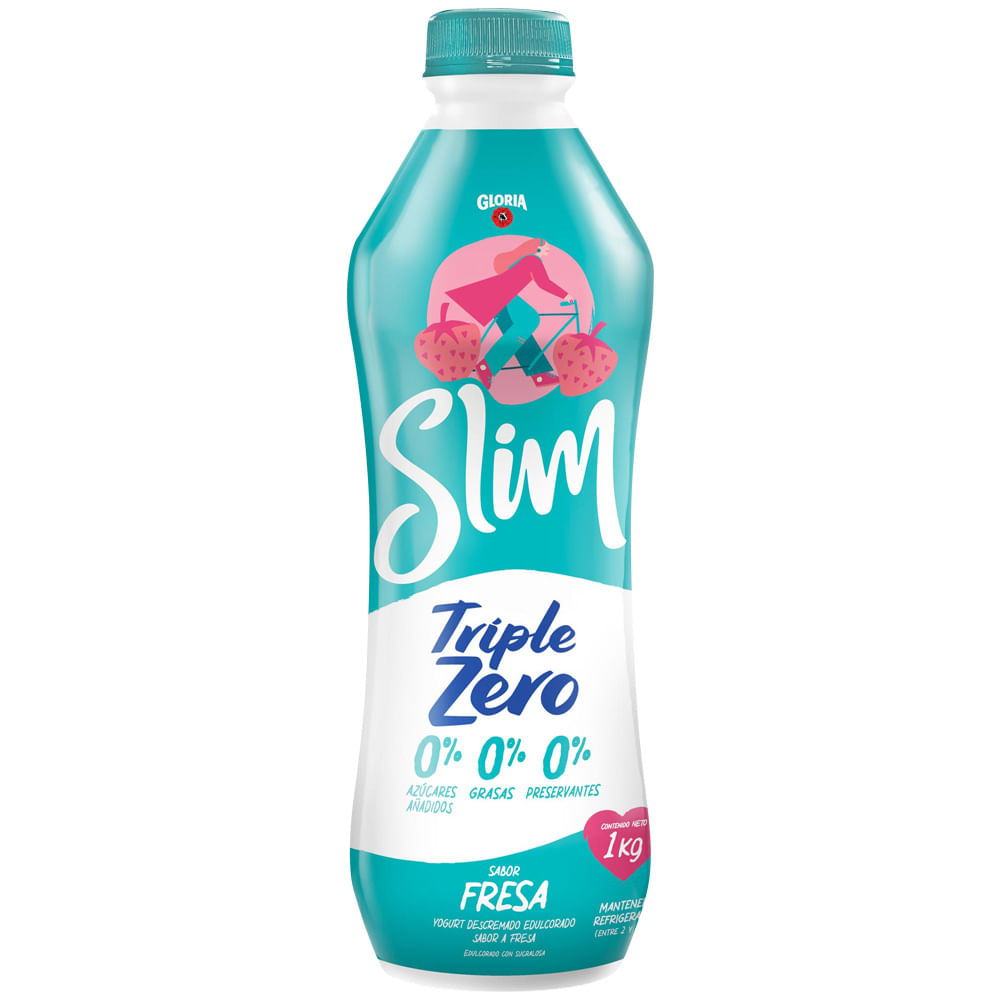 Yogurt Descremado Edulcorado GLORIA Slim Fresa Botella 1Kg